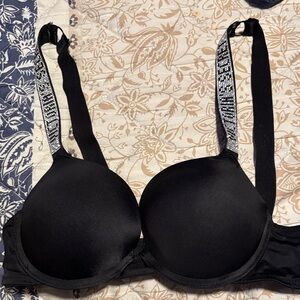 Victoria's Secret Black Bra with Patterned Straps